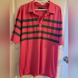 Hollas Green Striped On Pink Polo Shirt